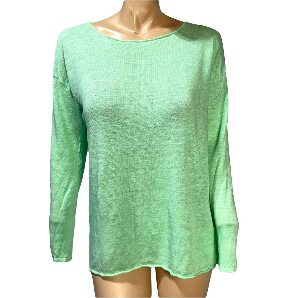 Lilly Pulitzer Alana Sweater 100% Linen Women's Size L Large Green Pullover